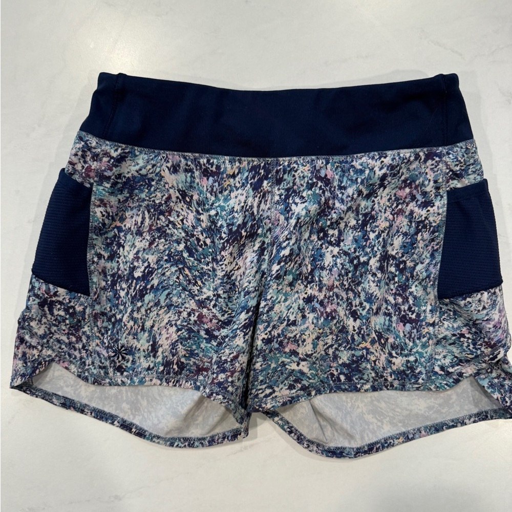 Athlete Girls blue & white Shorts size M (8-10) “Record breaker 3” short